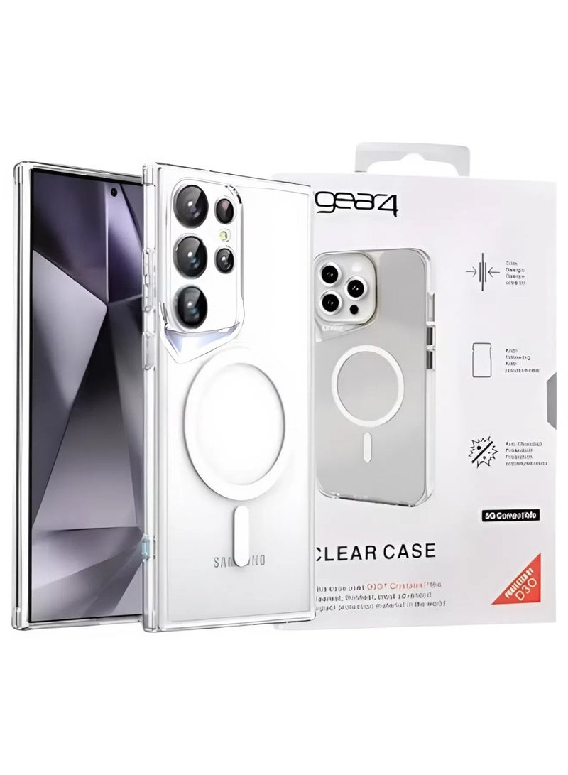 Gear4 Samsung Galaxy S24 Ultra Shockproof Case, Magnetic Anti-Scratch Protective Cover Supports Wireless Charging MageSafe, Made of High Quality TPU - Clear - Image 3